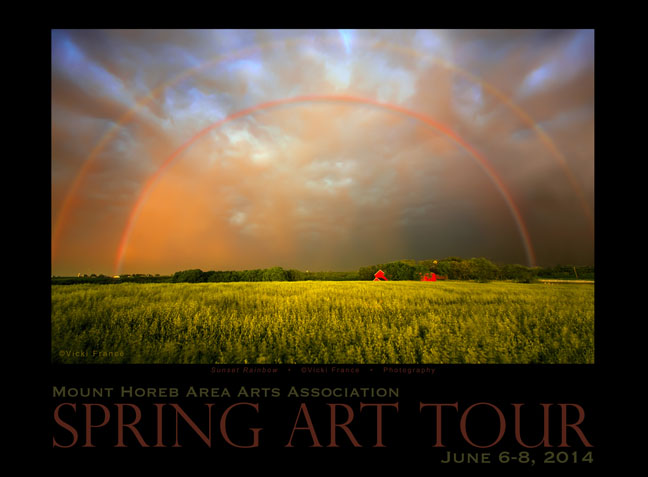 spring art tour, poster, note cards, france, landscape, rainbow, wi, barns